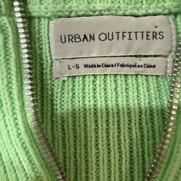 Urban Outfitters BDG Green Ribbed Half-Zip Mock Neck Sweater Women’s L - Picture 2 of 5